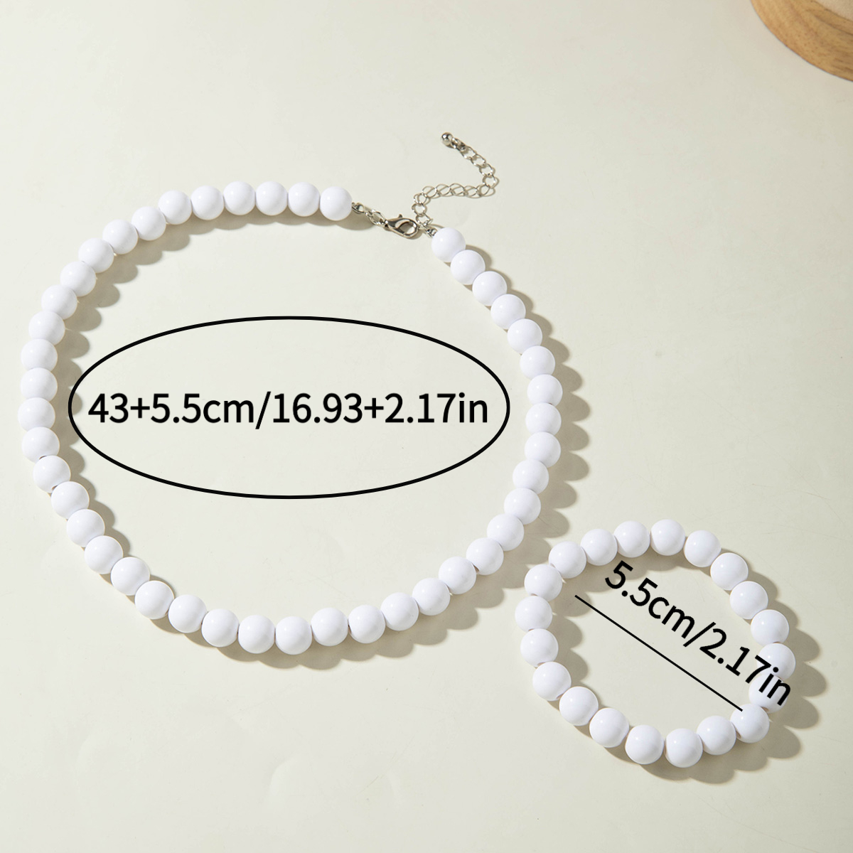 2pcs Minimalist Multi-color Acrylic Bead Necklace & Bracelet Set